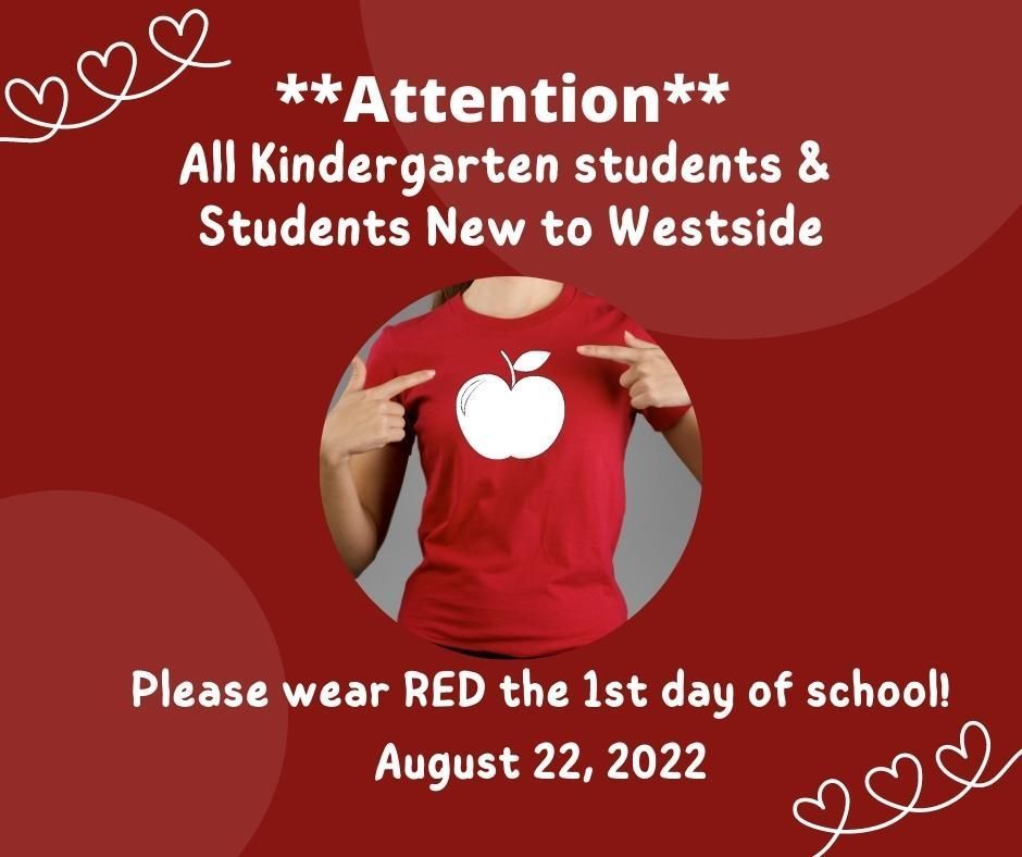 kindergarten students wear red 1st day of school