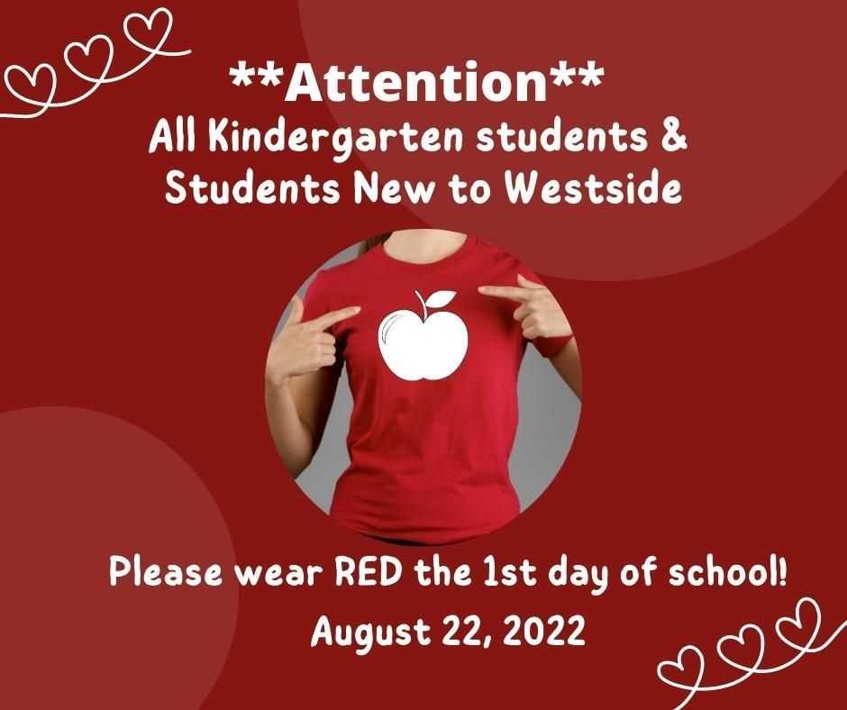 kindergarten and new students wear red first day of school