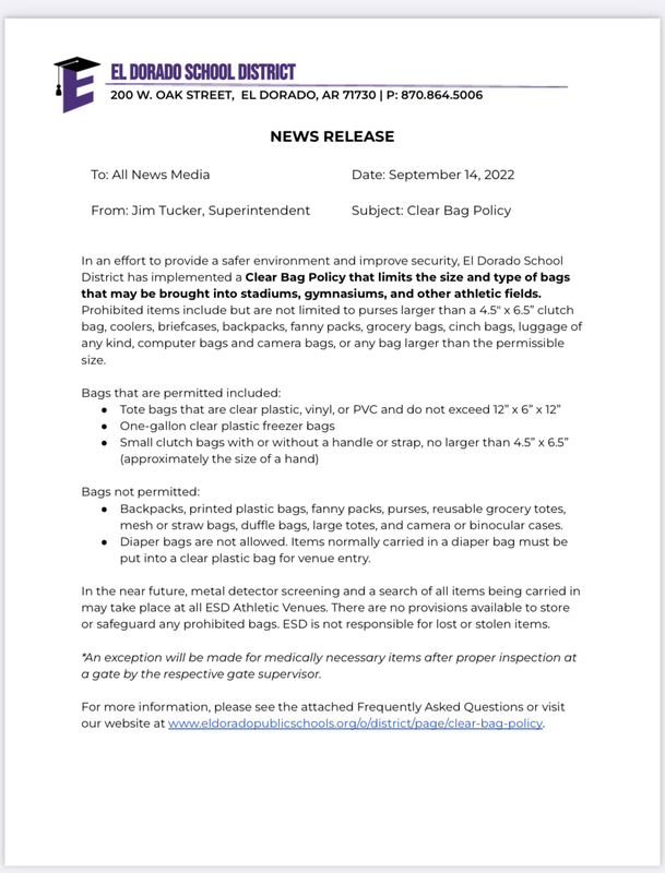 SHS Lions Vs El Dorado Stadium Policies Searcy School District